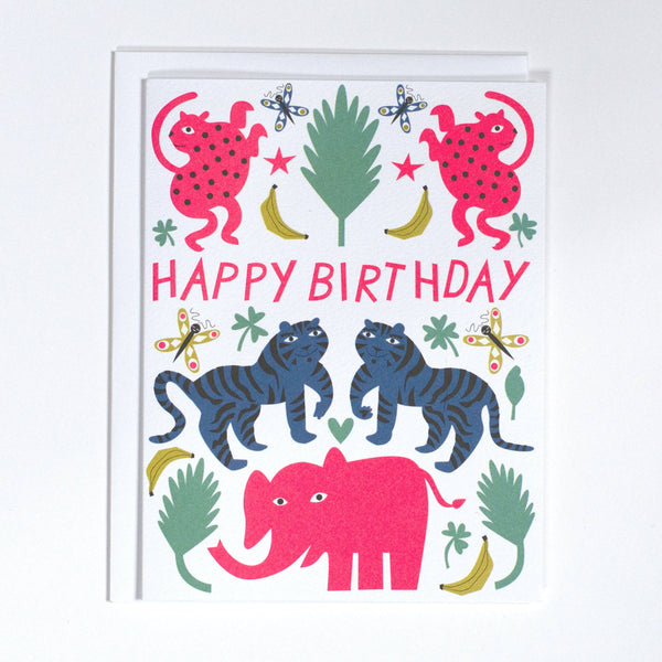 Pink Elephant Happy Birthday Note Card