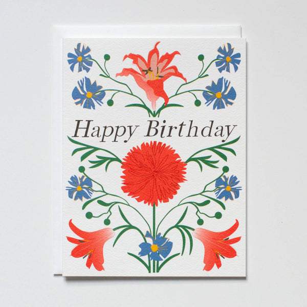 Double Vision Floral Happy Birthday Note Card