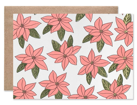 Poinsettia flower patterned color with gold foil accents illustrated by Hartland Brooklyn