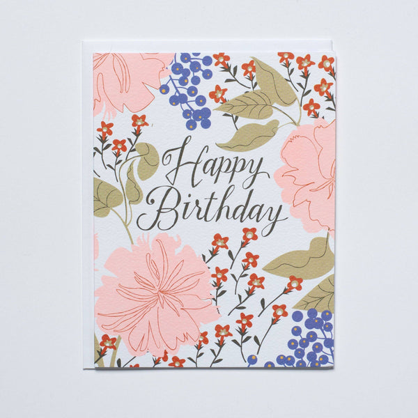 Peachy Floral Happy Birthday Note Card