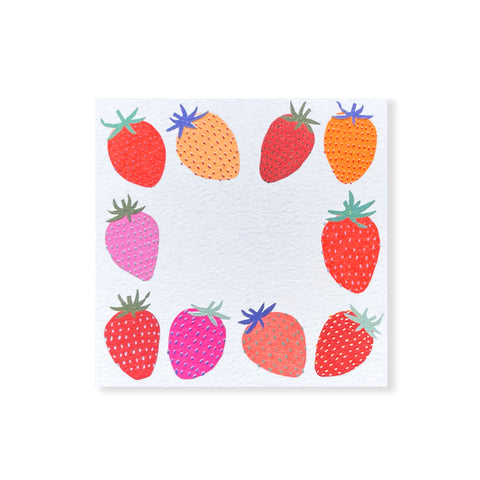 48 Neon Strawberries Small Square Notes